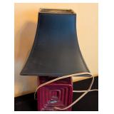 ML - Small Vintage Art Deco Ceramic Table Lamp with Black Shade