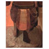 ML - Pair of Metal Egyptian Revival Pharaoh Sculptures / Egyptian Revival Metal Pharaoh Figurines Glass Top Coffee Table