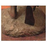 ML - Pair of Metal Egyptian Revival Pharaoh Sculptures / Egyptian Revival Metal Pharaoh Figurines Glass Top Coffee Table