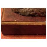 ML - Pair of Metal Egyptian Revival Pharaoh Sculptures / Egyptian Revival Metal Pharaoh Figurines Glass Top Coffee Table