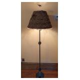 ML - Vintage Art Deco Floor Lamp with Ornate Feather Lampshade