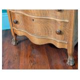 ML - Antique Oak Dresser with Mirror and Claw Feet