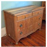 ML - Vintage 3-Drawer Wood Dresser with Brass Pulls