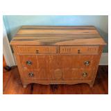 ML - Vintage 3-Drawer Wood Dresser with Brass Pulls