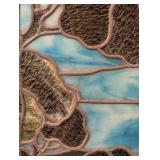 LL - Framed Stained Glass Panel with Landscape Scene