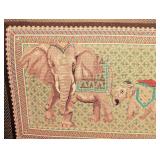 ML - Antique Settee with Elephant Needlepoint Backrest and Carved Accents