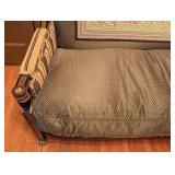 ML - Antique Settee with Elephant Needlepoint Backrest and Carved Accents