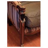 ML - Antique Settee with Elephant Needlepoint Backrest and Carved Accents