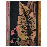 ML - Tall Framed Needlepoint Wall Art with Monkey and Tropical Motif