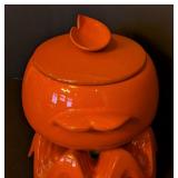 DR - Vintage Frankoma Orange Glazed Ceramic Soup Tureen with Warmer
