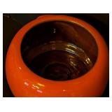 DR - Vintage Frankoma Orange Glazed Ceramic Soup Tureen with Warmer