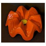 DR - Vintage Frankoma Orange Glazed Ceramic Soup Tureen with Warmer