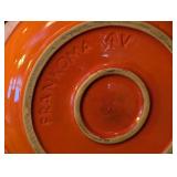 DR - Vintage Frankoma Orange Glazed Ceramic Soup Tureen with Warmer
