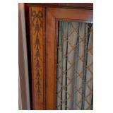 ML - Vintage Inlaid Wood Cabinet with Fabric Door Panels and Shelves