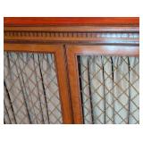 ML - Vintage Inlaid Wood Cabinet with Fabric Door Panels and Shelves