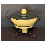 ML - Mid-Century Modern Ceramic Fondue Pot with Stand and Lid