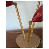 UL - Mid-Century Modern Triple Arm Brass and Red Table Lamp