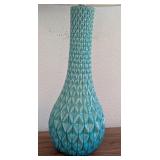 UL - Pair of Tall Teal Ceramic Table Lamps with Shades