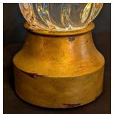 ML - Vintage Torch of Strength Style Crystal Sculpture with Gold Painted Base