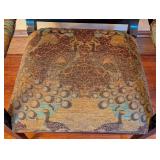 ML - Decorative Wooden Empire Style Armchair with Peacock Pattern Upholstery and Ornate Accents