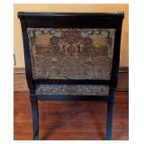 ML - Decorative Wooden Empire Style Armchair with Peacock Pattern Upholstery and Ornate Accents