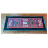 ML - Large Framed Embroidered Anatolian or Turkish Textile with Floral and Architectural Motif