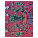 ML - Large Framed Embroidered Anatolian or Turkish Textile with Floral and Architectural Motif