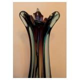 ML - Vintage 12-Inch Slag Glass Art Style Vase with Flared Edge