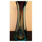 ML - Vintage 12-Inch Slag Glass Art Style Vase with Flared Edge