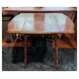 K - Vintage  Wooden Drop-Leaf Table with Turned Legs