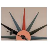 K - Mid Century Modern Style Sunburst Wall Clock, 19 Inch Diameter