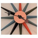 K - Mid Century Modern Style Sunburst Wall Clock, 19 Inch Diameter