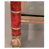 LL - Tall Red and Brass Glass Shelf Unit with 5 Shelves, 74 Inch Height