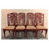 LL - Set of 6 Waymar Wood Dining Chairs with Upholstered Seats