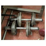 LL - Weight Bench with Adjustable Barbell, Curl Bar, Dumbbells, and Weight Plates Set