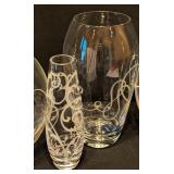 ML - Collection of 4 Mikasa Glass Vases with Etched Swirl Designs
