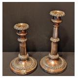 ML - Pair of Vintage Silver Plated Telescoping Candleholders, 7-9 Inch Adjustable Height