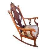LR - Antique Victorian Art Nouveau Mahogany Rocking Chair, 1900s