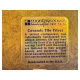 K - Set of 4 Decorative Pottery Pieces Including Planter, Bear Plate, Tile Art, and Hexagonal Trivet