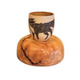 DR - Artisan Maple Burl Bowl and Pottery Tumbler Set
