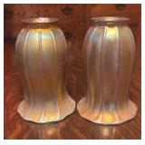 DR - Pair of Vintage Quoizel Style Art Glass Lamp Shades