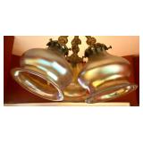 DR - Amazing Vintage Ceiling Light Fixture with Iridescent Glass Shades