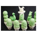 Vintage Style Porcelain Topiary Figurine Lot - 9 Pieces