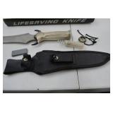 Lifesaving Survival Knife with Sheath, Compass, and Accessories