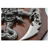Fantasy Dragon Skull Wall Plaque with Blades by Frost Cutlery