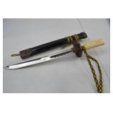 Decorative Japanese-Style Short Sword with Scabbard and Dragon Motif