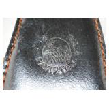 Unique Curved Blade Knife with Spiked Handle and Leather Sheath