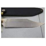 Collector Bowie Knife with Eagle Engraving, Gold Guard, and Sheath