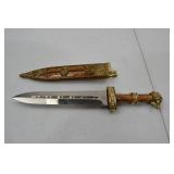 Decorative Dagger With Ornate Sheath and Lion Head Pommel