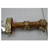 Decorative Dagger With Ornate Sheath and Lion Head Pommel